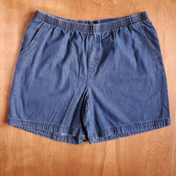 Basic Edition Jean Shorts Womens XL Lot of 2 Blue Denim Pockets Elastic Waist - Picture 2 of 9